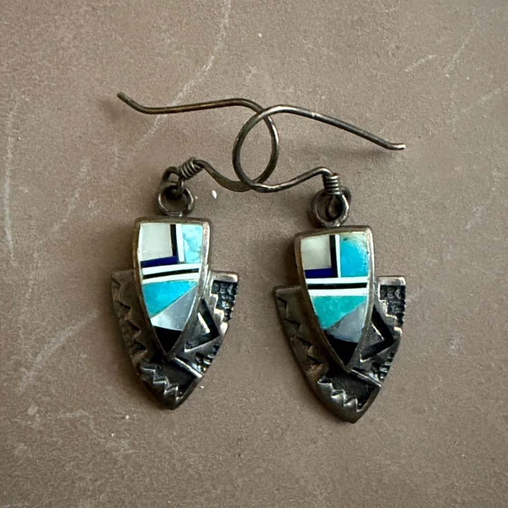 Sterling Silver Navajo Inlay earrings